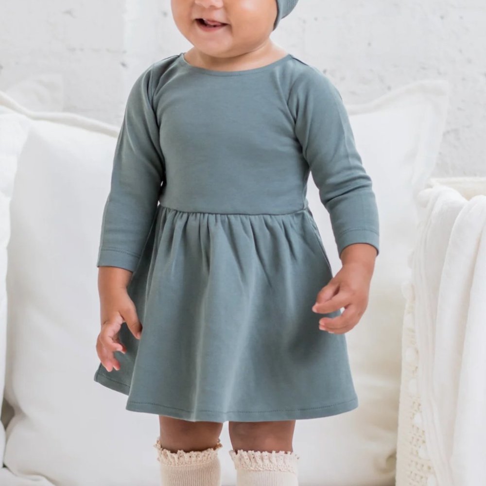 NWT Organic Kids'  Stella Long Sleeve Swing Dress Sz 6-12m